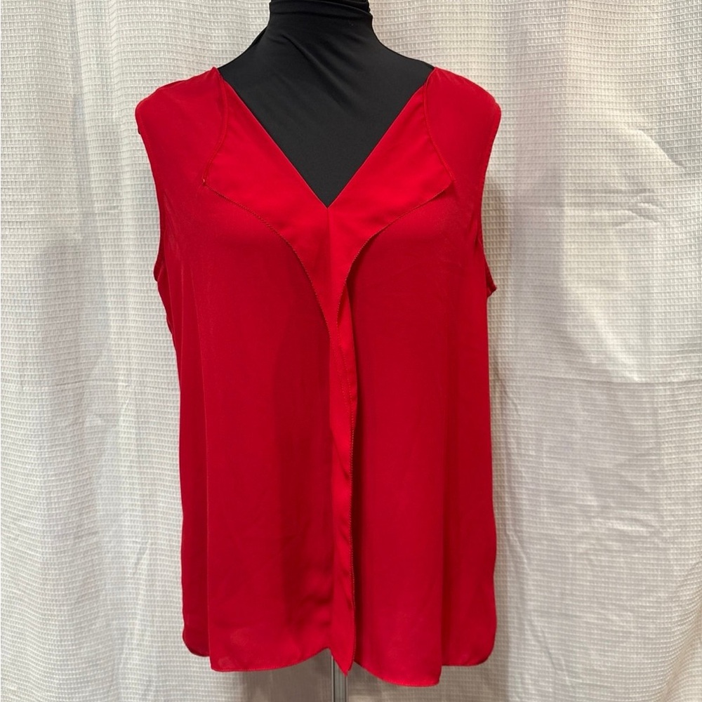 White House Black Market Red V-Neck Blouse